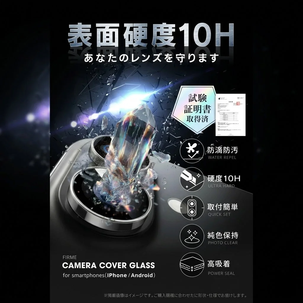 硬度10Hのカメラレンズカバー