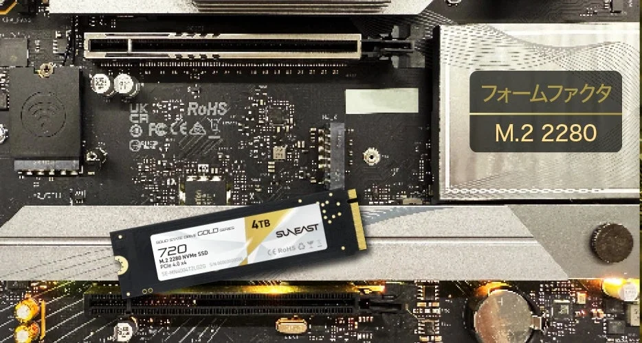 SUNEAST GOLD SERIES 720がマザーボードに置かれた様子