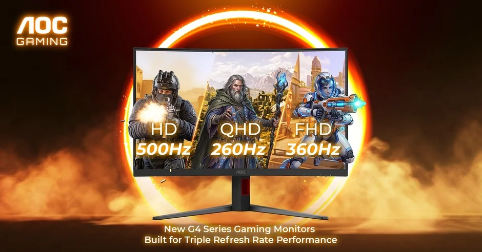 AOC、最大500Hz対応の新型ゲーミングモニター「G4シリーズ」3機種を新発売