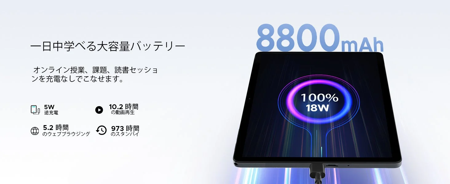 8800mAh大容量バッテリー