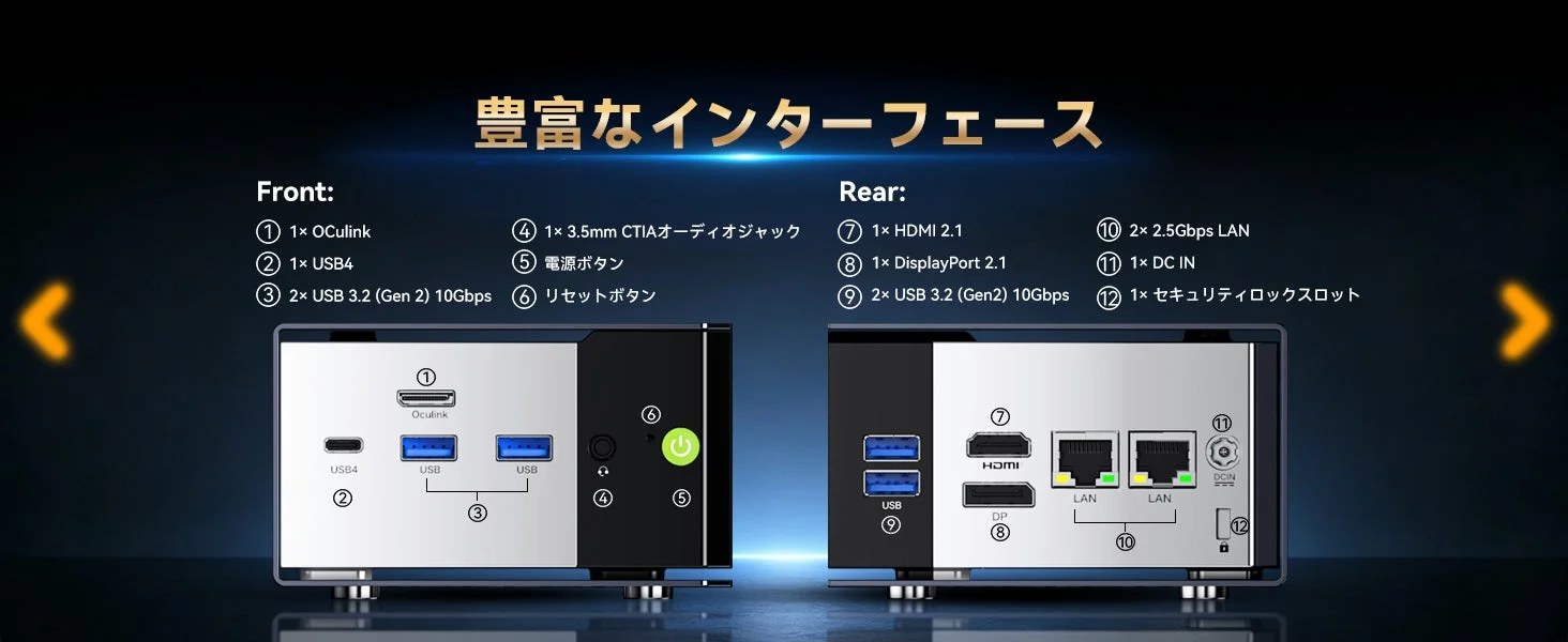 豊富なインターフェース