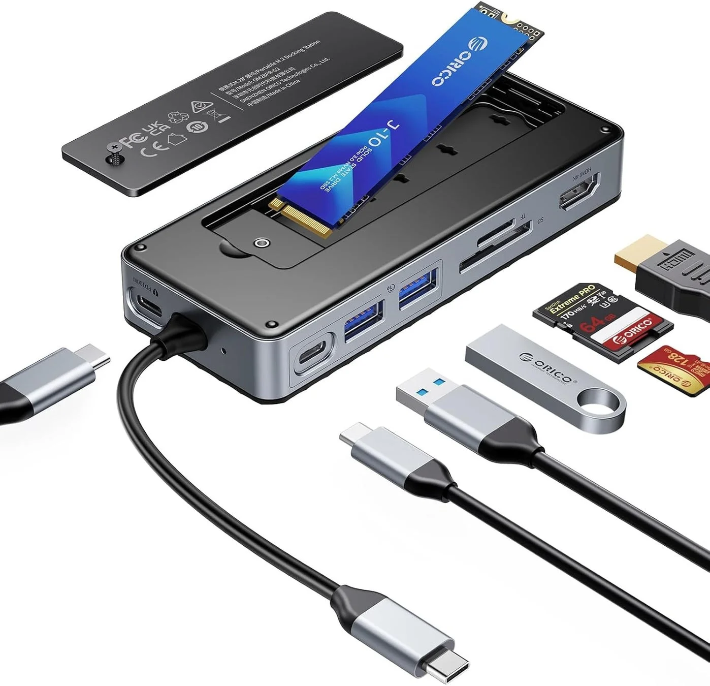 ORICO、M.2 SSDケース一体型USB-Cハブを発表！期間限定で約41%OFFの特別価格に