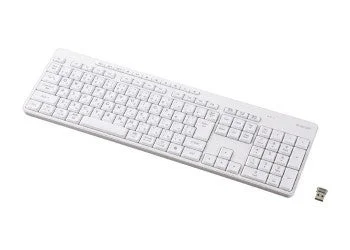 白いワイヤレスキーボードとUSBレシーバー
