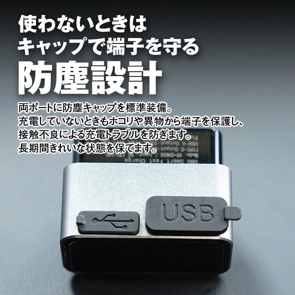 使わないときはキャップで端子を守る防塵設計