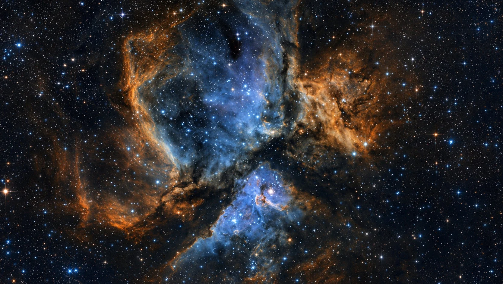 青とオレンジの星雲