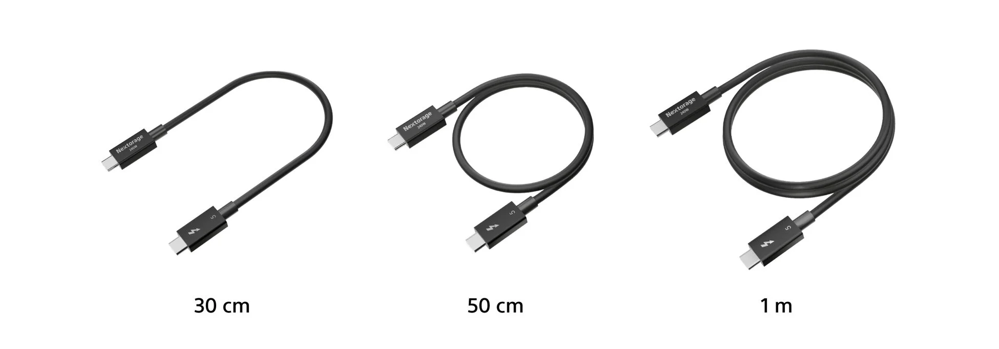 Nextorage Thunderbolt 5ケーブル長さラインナップ