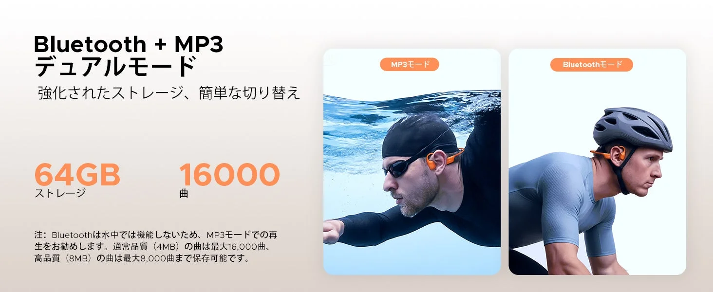 Bluetooth + MP3 デュアルモード 強化されたストレージ、簡単な切り替え