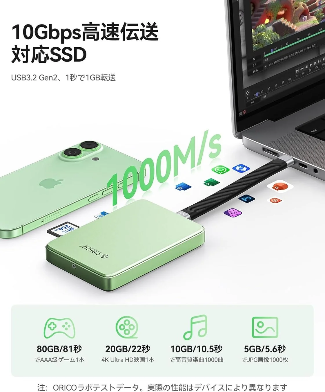 10Gbps高速転送対応SSD