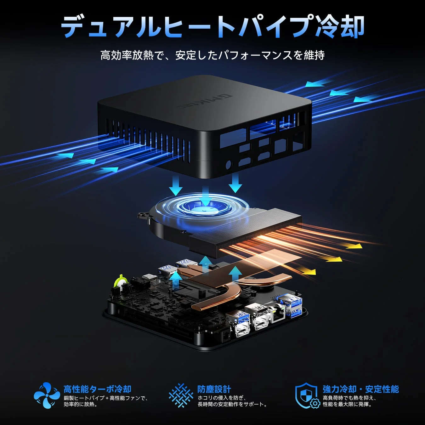 デュアルヒートパイプ冷却