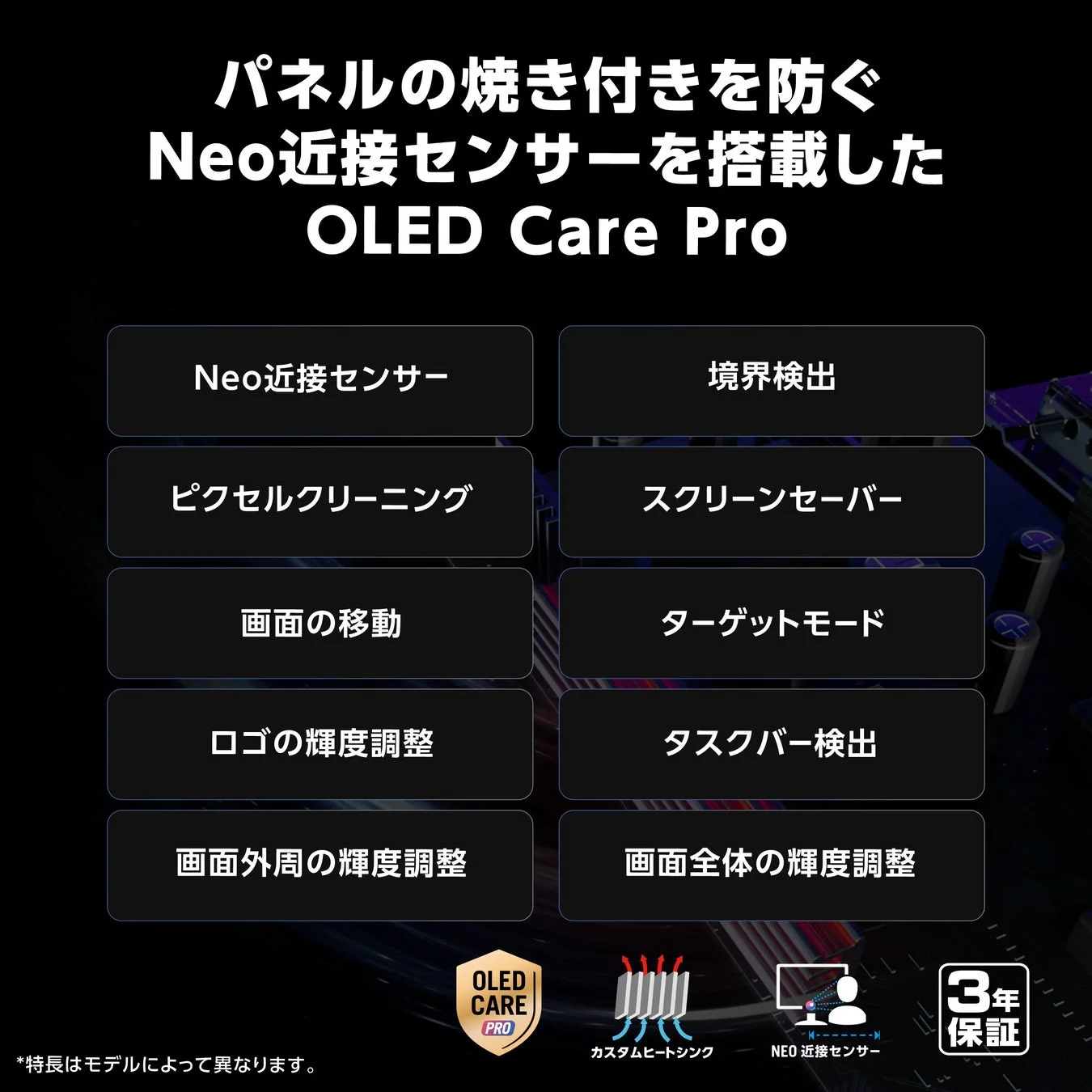 パネルの焼き付きを防ぐ Neo近接センサーを搭載した OLED Care Pro