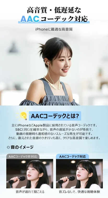 高音質・低遅延な AACコーデック対応