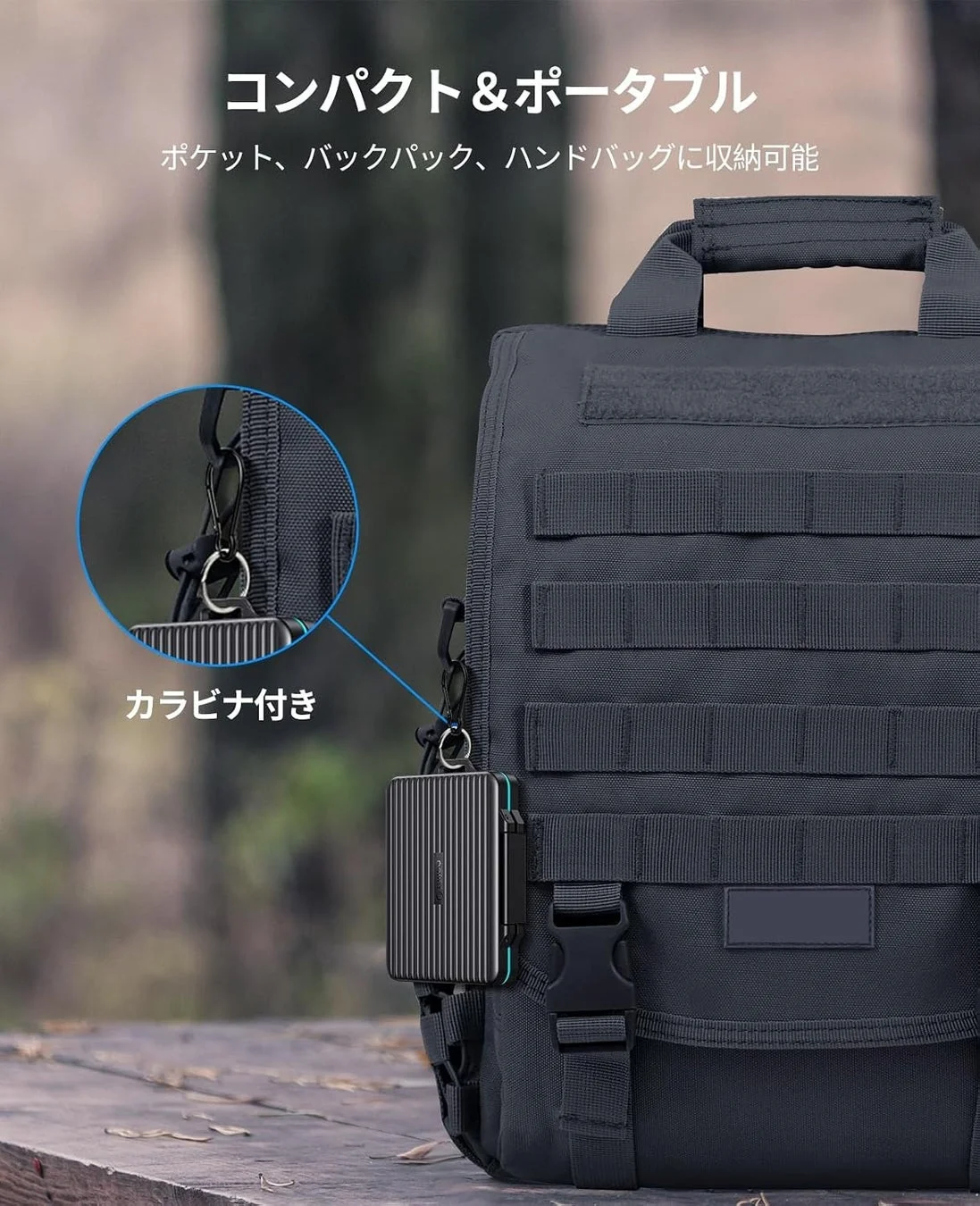 カラビナで持ち運ぶ様子