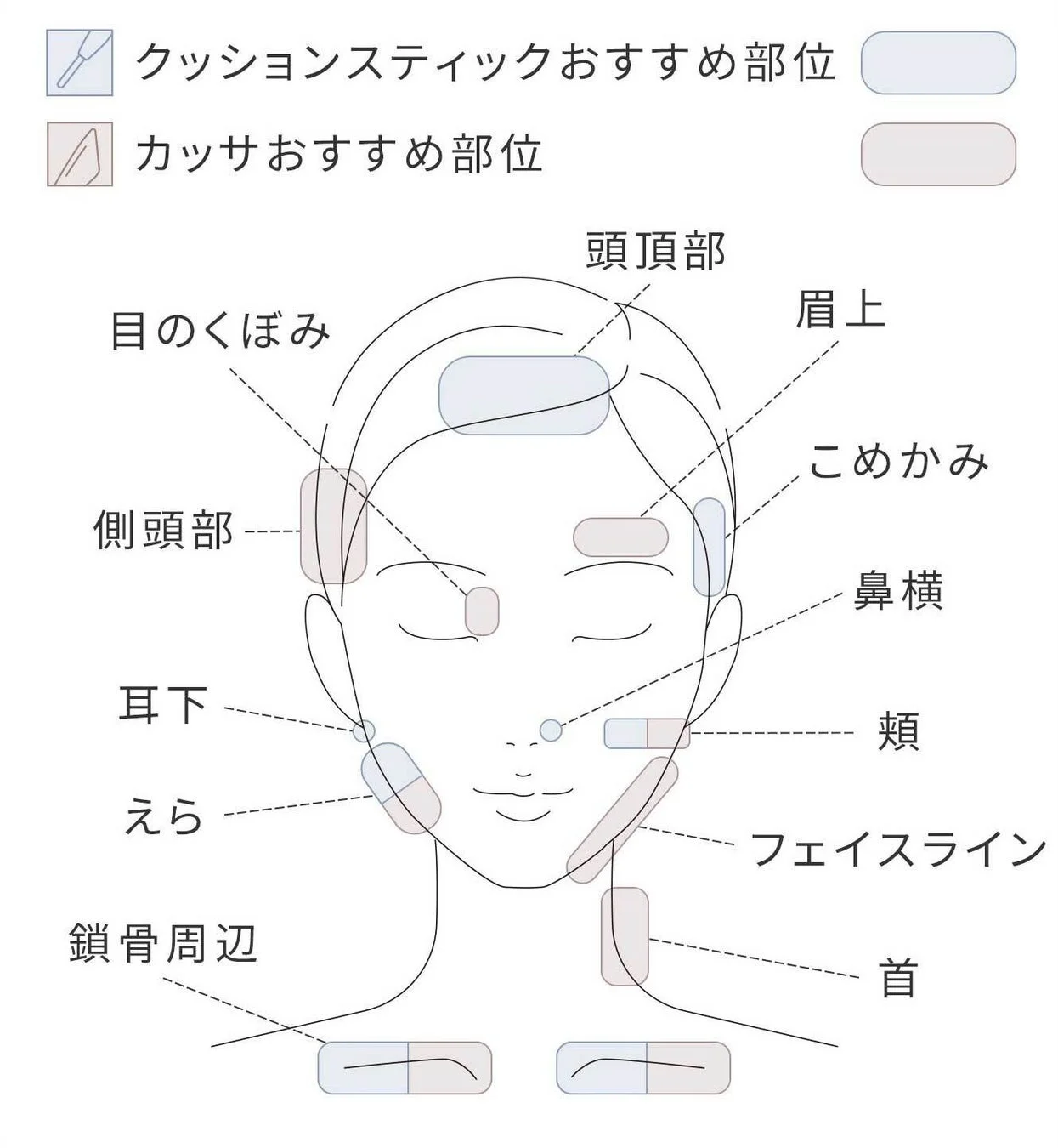 フェイスカレントポインターの使用部位図
