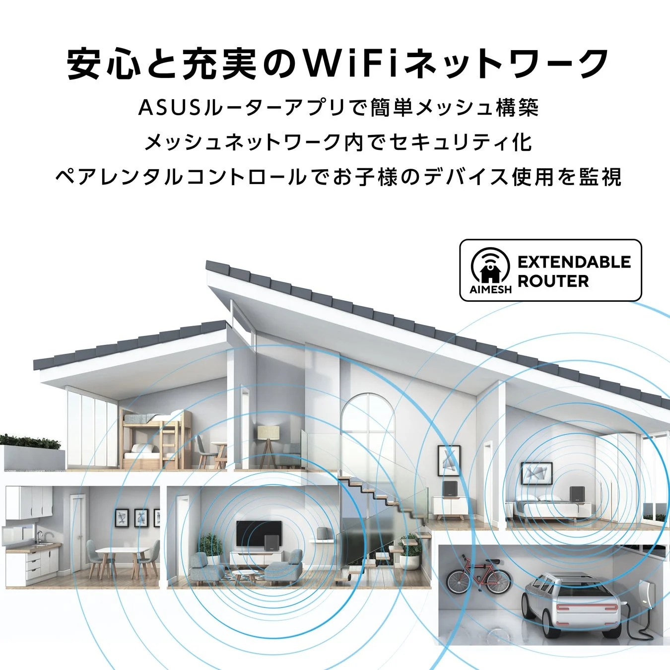 AiMeshによる家全体のWiFiカバー