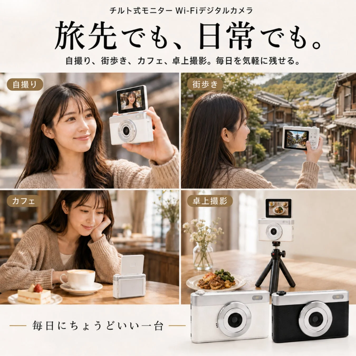 チルト式モニター Wi-Fiデジタルカメラ 旅先でも、日常でも