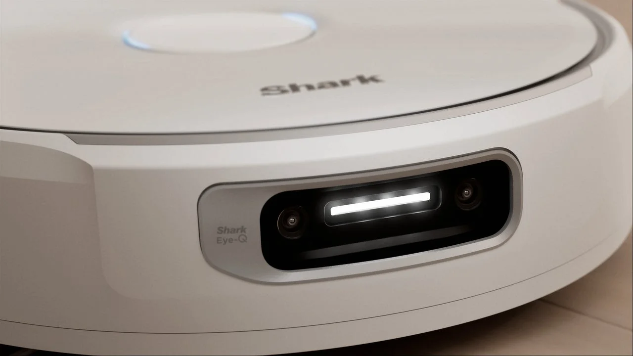 白いShark Eye-Qロボット掃除機のヘッドライト部分