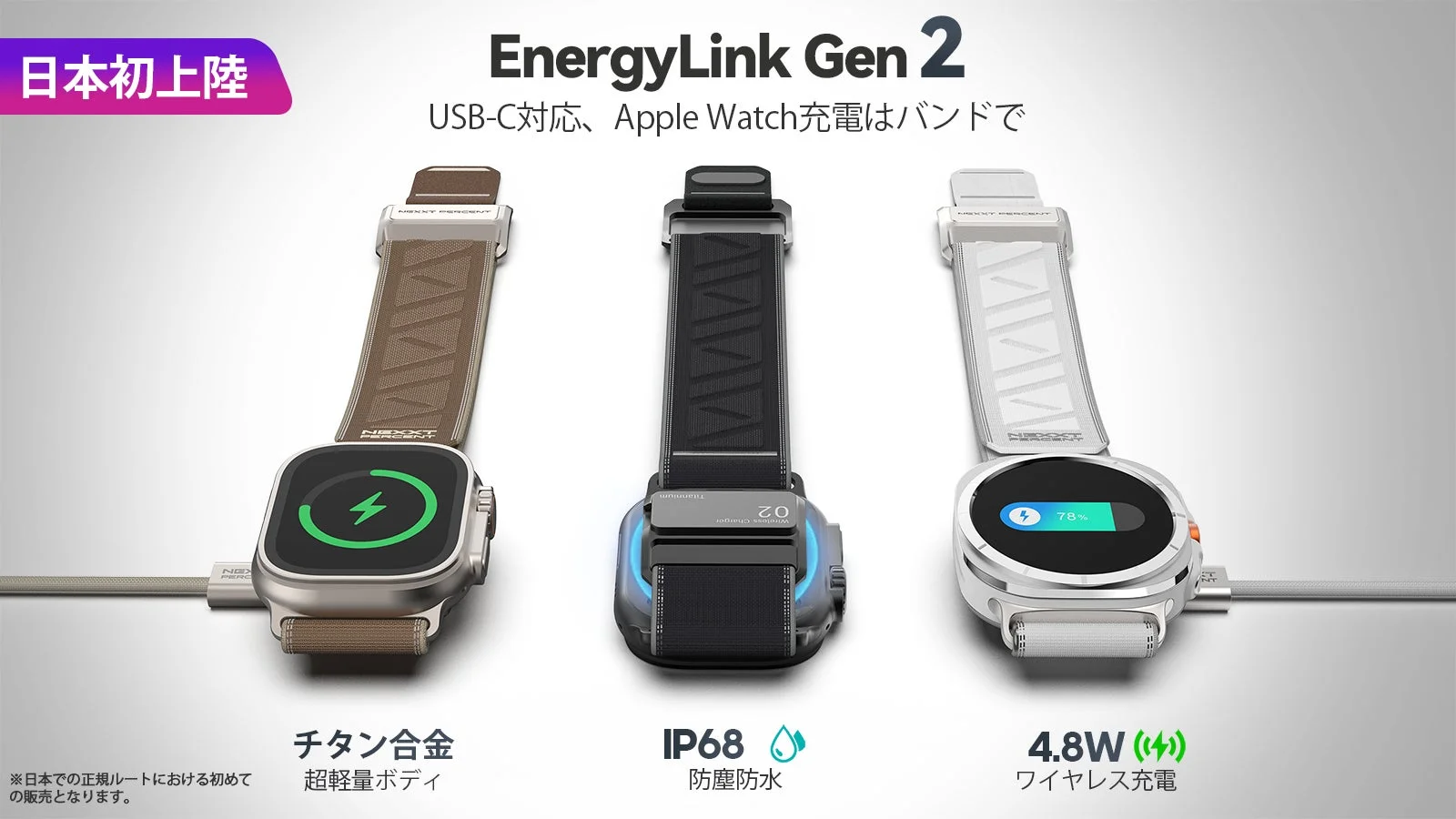 Apple Watchの充電ストレスを解消！バンド一体型充電器「EnergyLink Gen 2」がMakuakeで先行販売開始