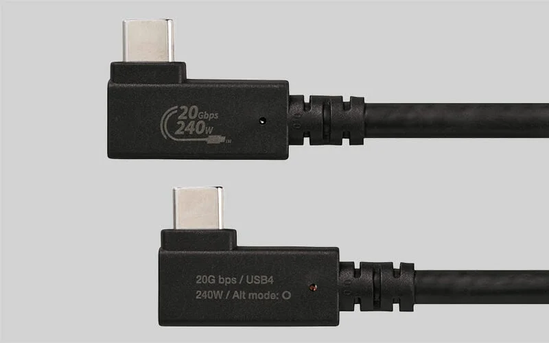 240W対応L字USB-Cケーブルのコネクタ部