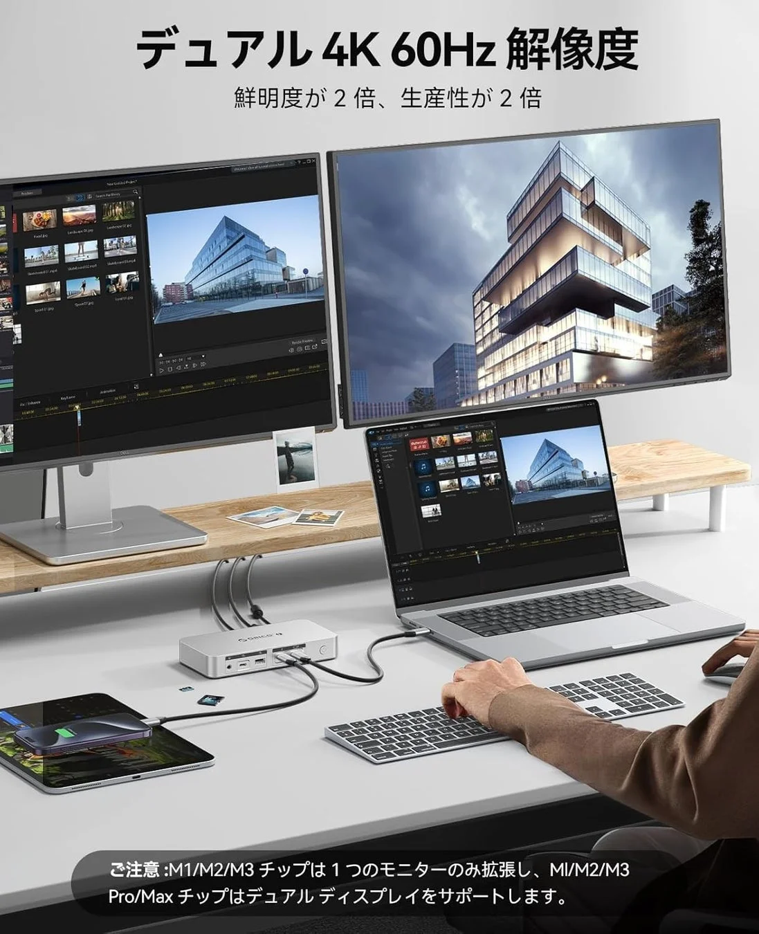 デュアル4K 60Hz解像度出力