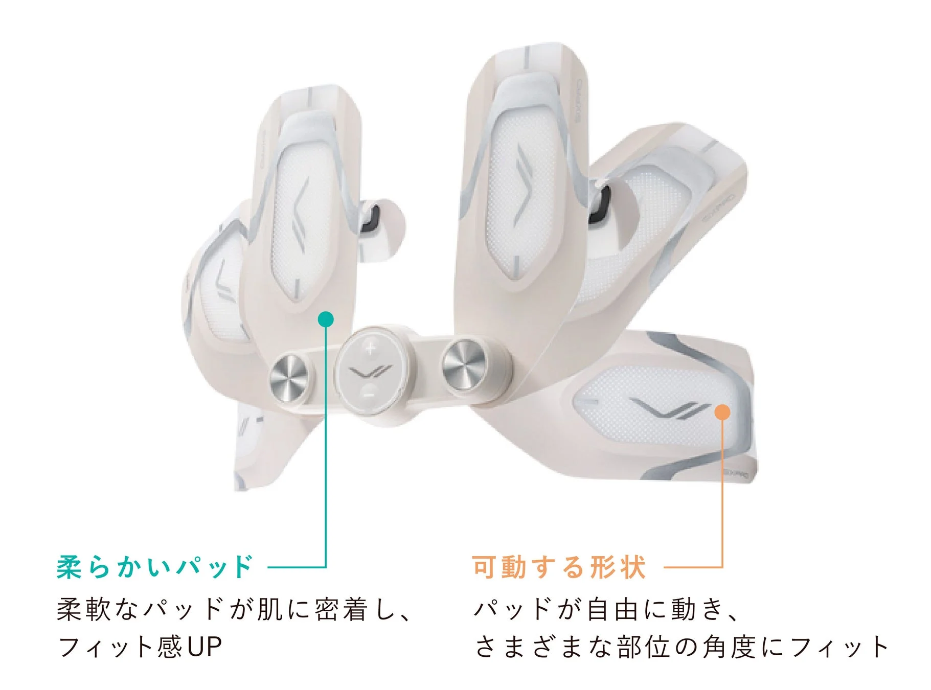 柔らかいパッドと可動する形状