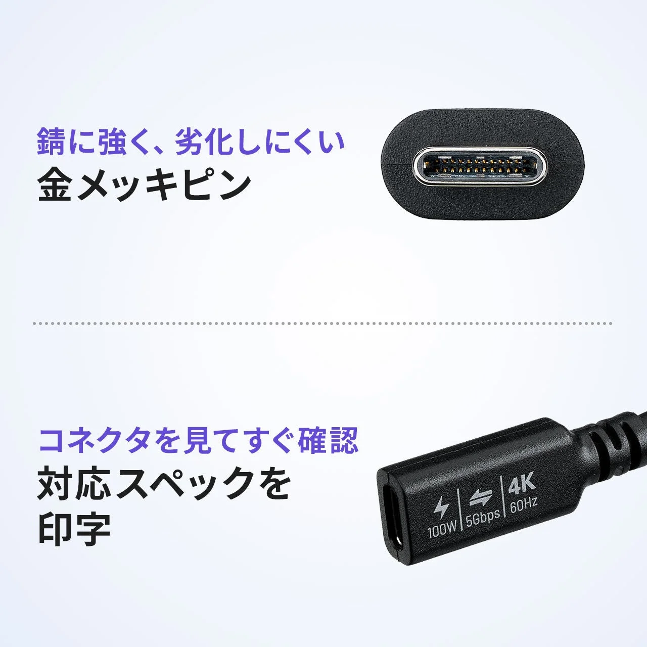 錆に強く、劣化しにくい金メッキピンコネクタ