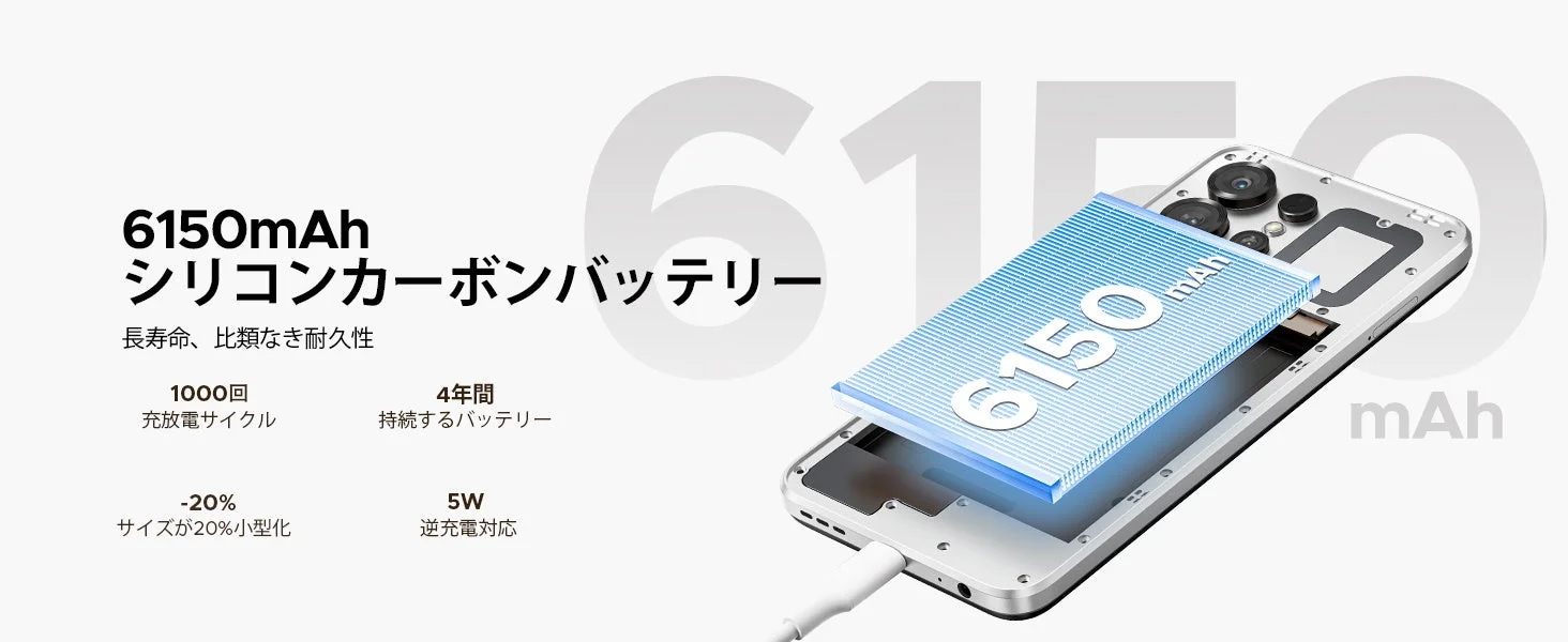 6150mAhバッテリーと長寿命